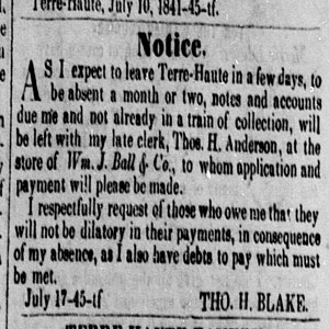 Newspaper clipping from 1841