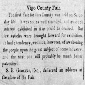 Newspaper clipping about the first Vigo County Fair, 1852