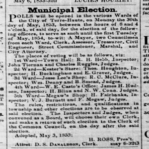 Newspaper clipping about the municipal election, 1853