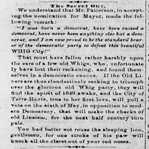 Newspaper clipping about Chambers Patterson, 1850