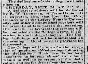 Newspaper clipping about the Terre Haute Female College