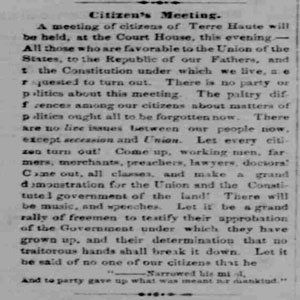 Newspaper clipping about union support, 1861
