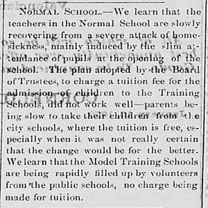 Newspaper clipping about the Normal School