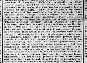Clip from Saturday Evening Mail in 1889