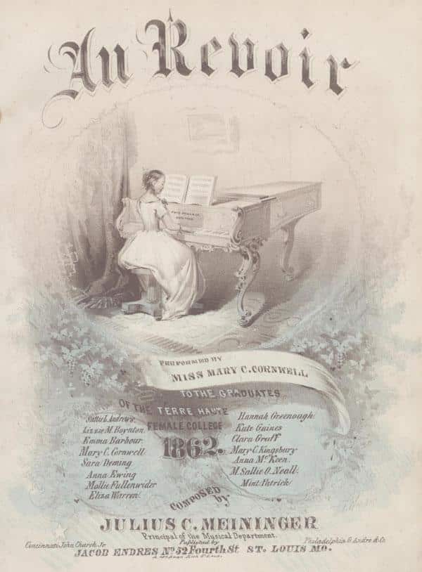 Page from the 1862 Terre Haute Female College catalog
