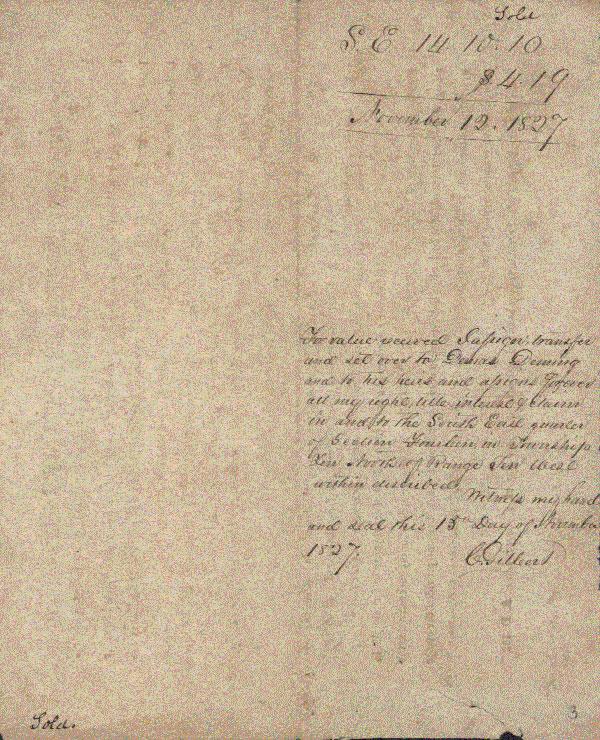 Land deed from 1827