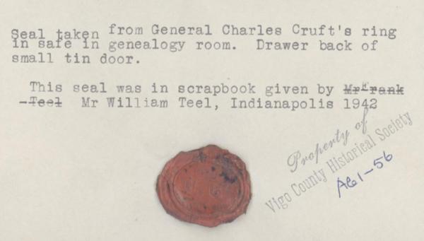 A card which holds the seal of General Charles Cruft’s ring